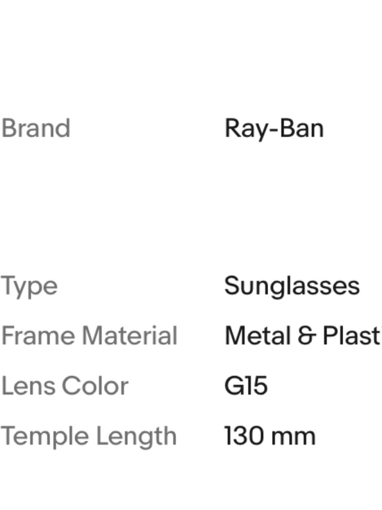 New Authentic Ray-Ban Sunglasses Metal & Black Plastic Polarized Green Lenses